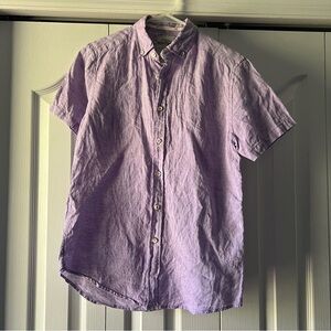 Heritage Report Collection Lavender Linen Short Sleeve Shirt Size Small